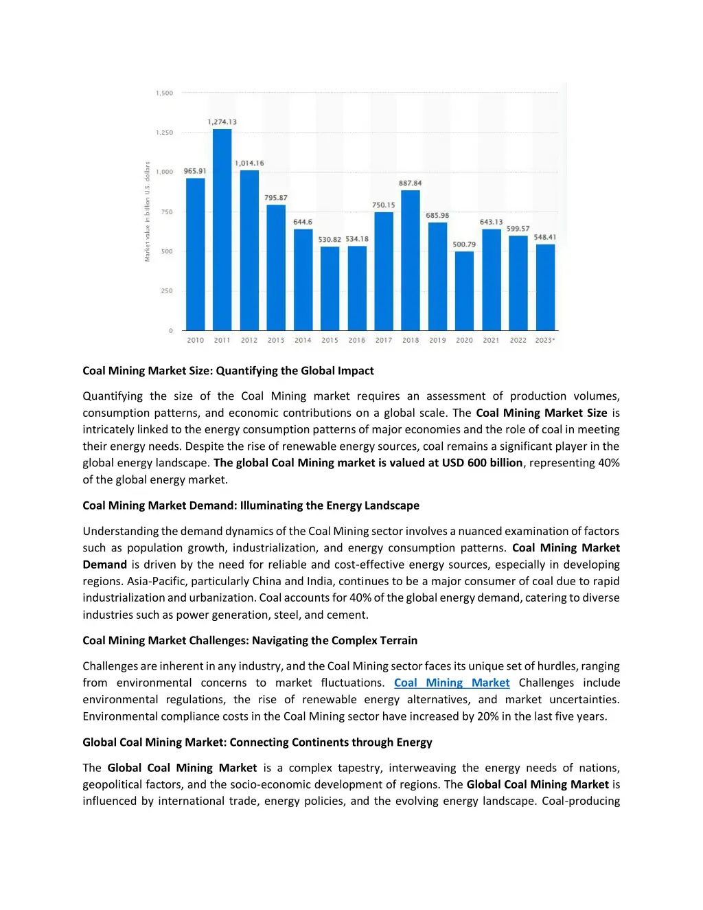 coal mining market size quantifying the global