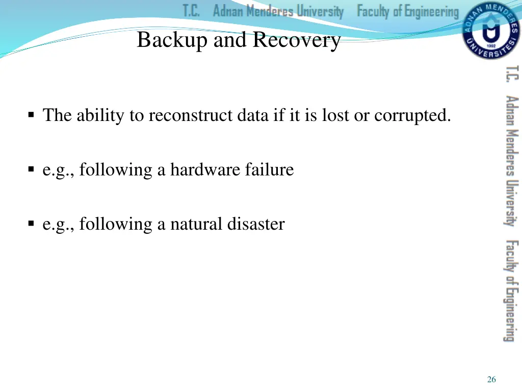 backup and recovery