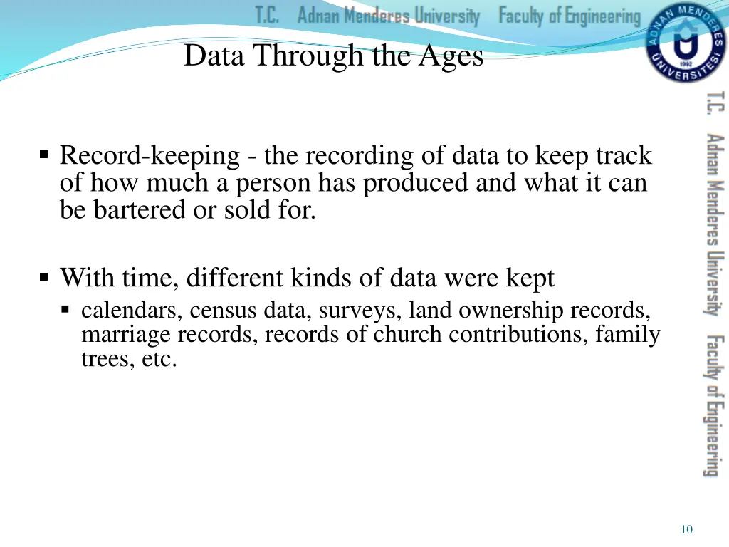 data through the ages