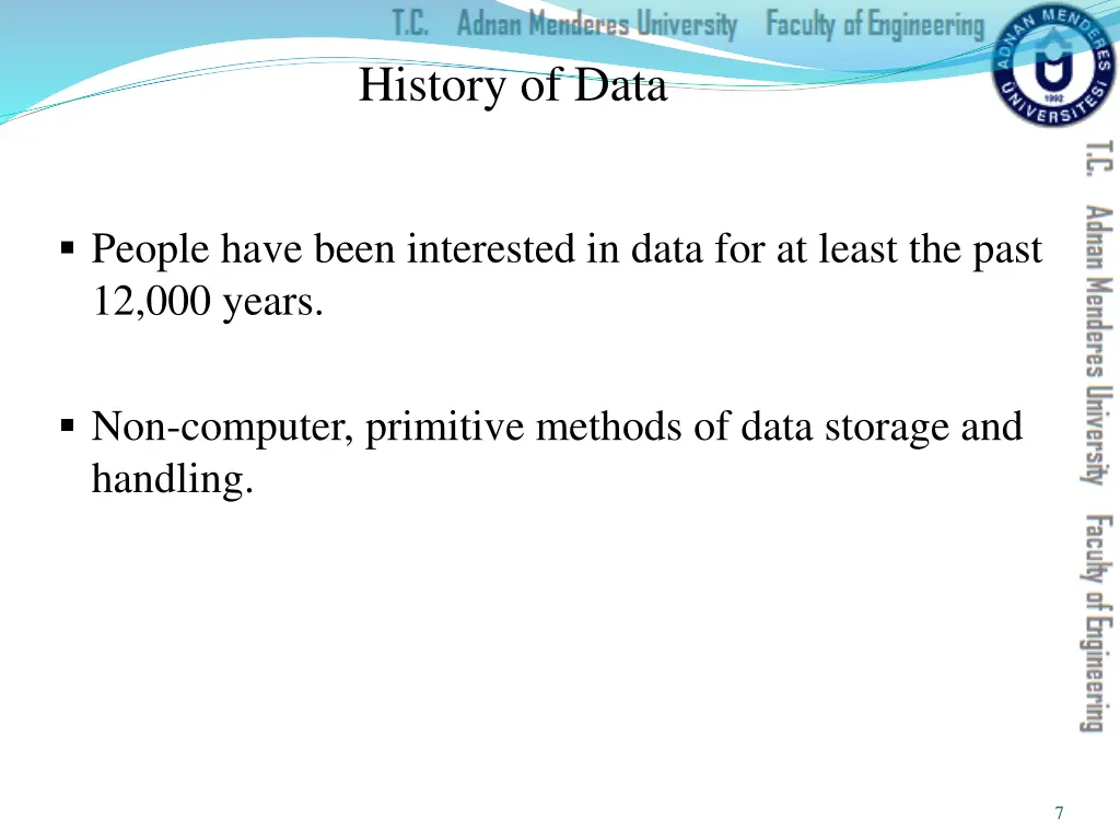 history of data