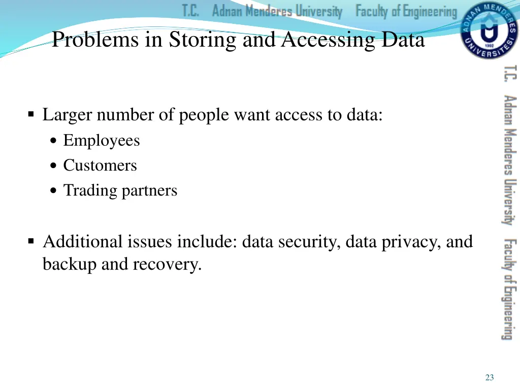 problems in storing and accessing data 1