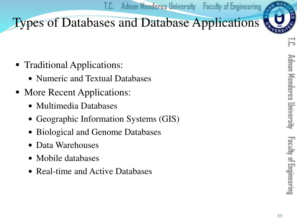 types of databases and database applications