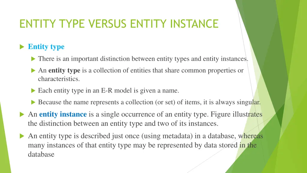 entity type versus entity instance