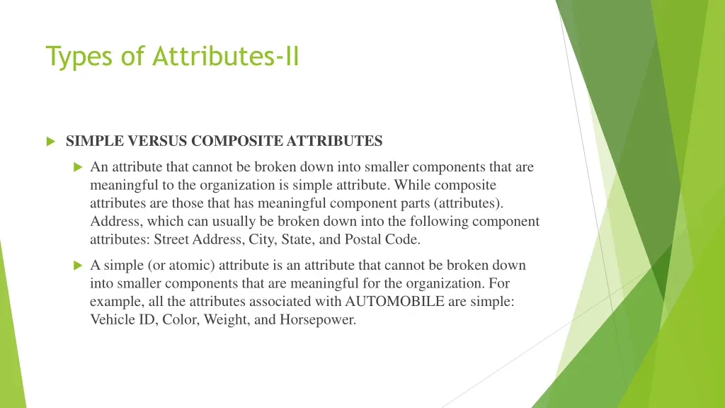 types of attributes ii