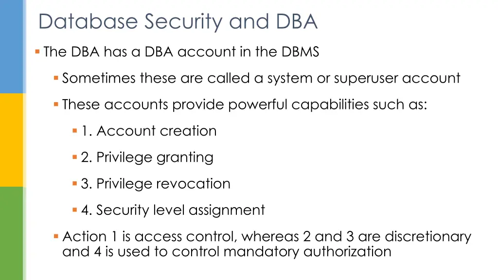 database security and dba