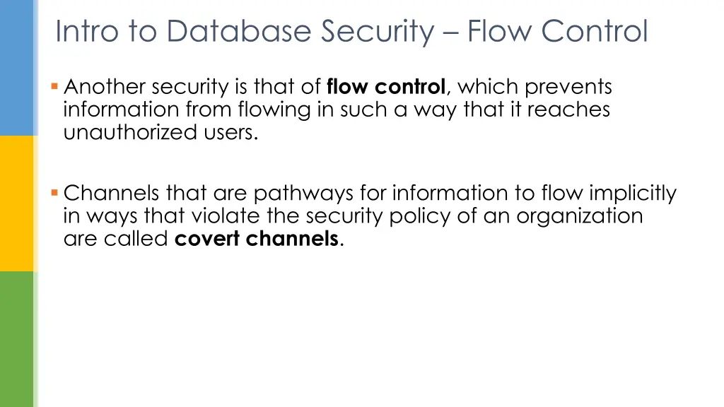 intro to database security flow control