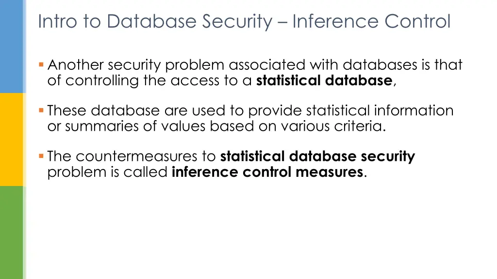 intro to database security inference control