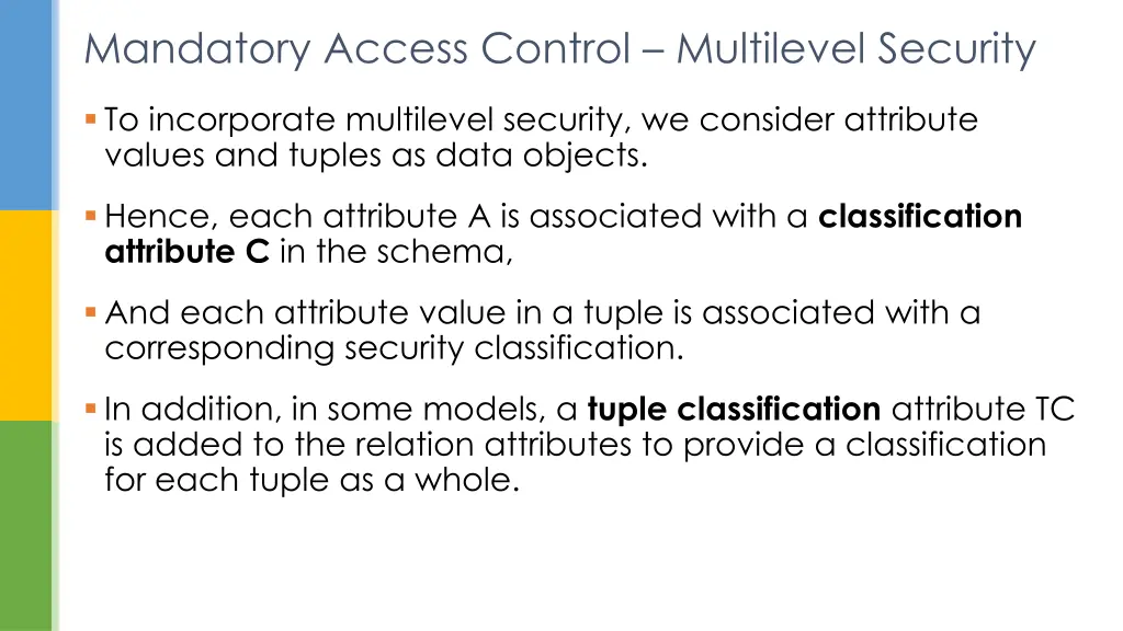 mandatory access control multilevel security