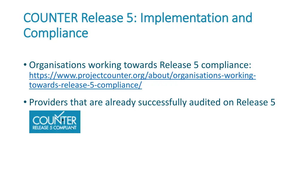 counter release 5 implementation and counter