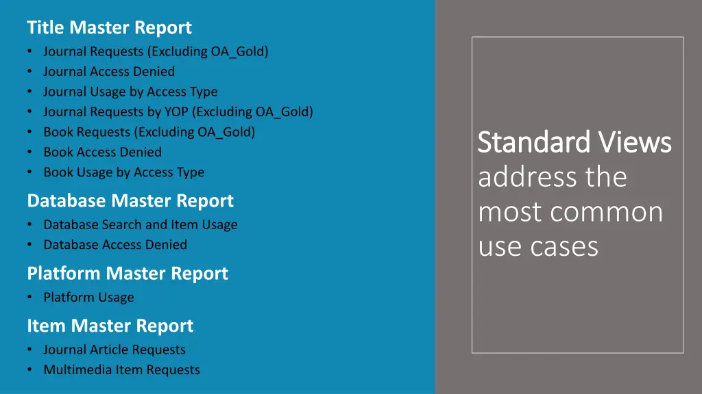 title master report journal requests excluding