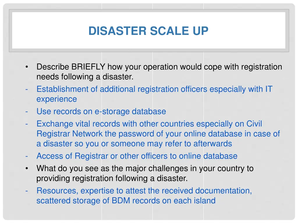 disaster scale up