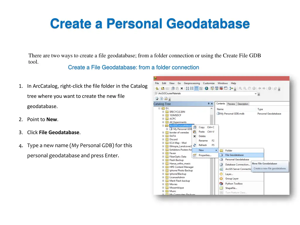 create a personal geodatabase 1