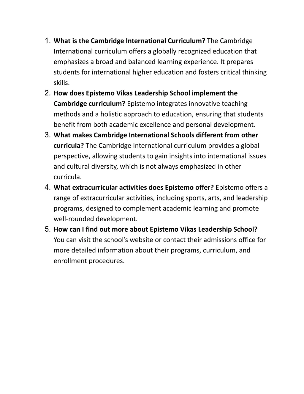 1 what is the cambridge international curriculum