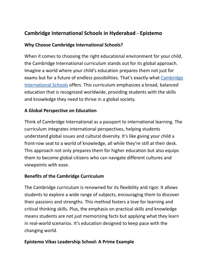 cambridge international schools in hyderabad