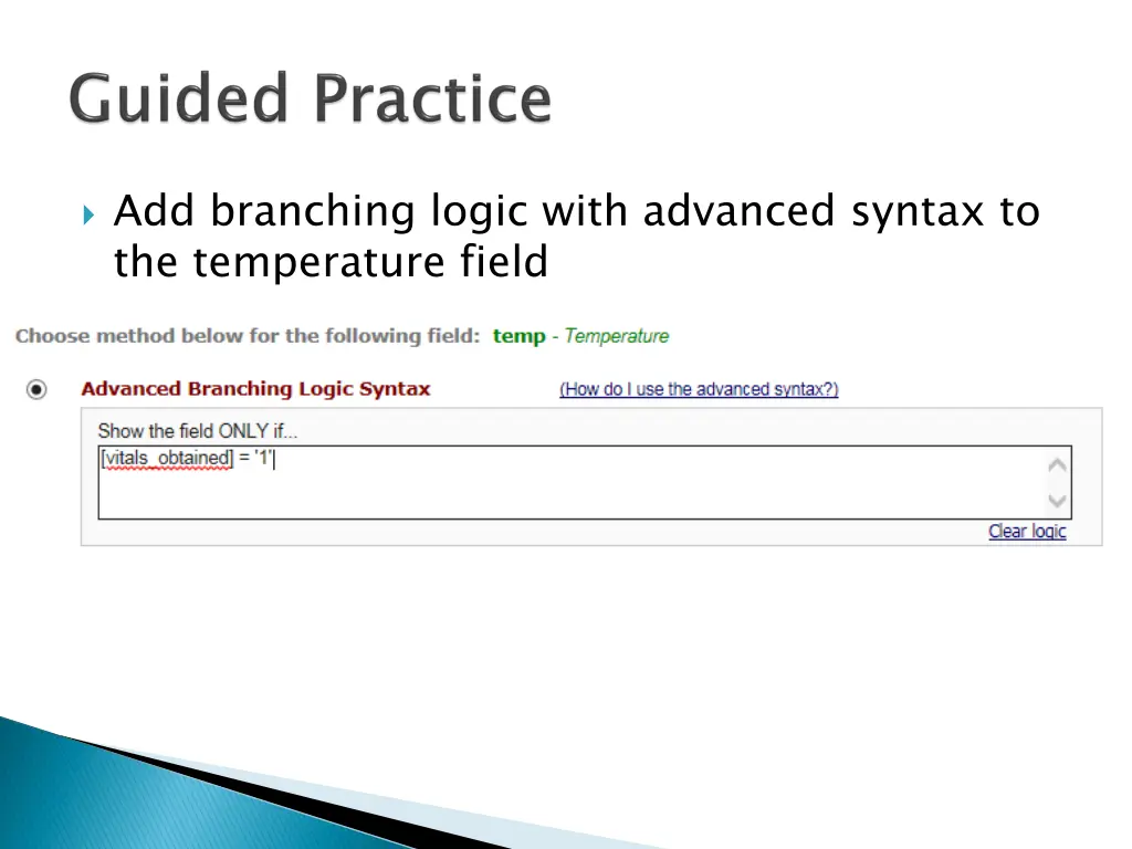 add branching logic with advanced syntax