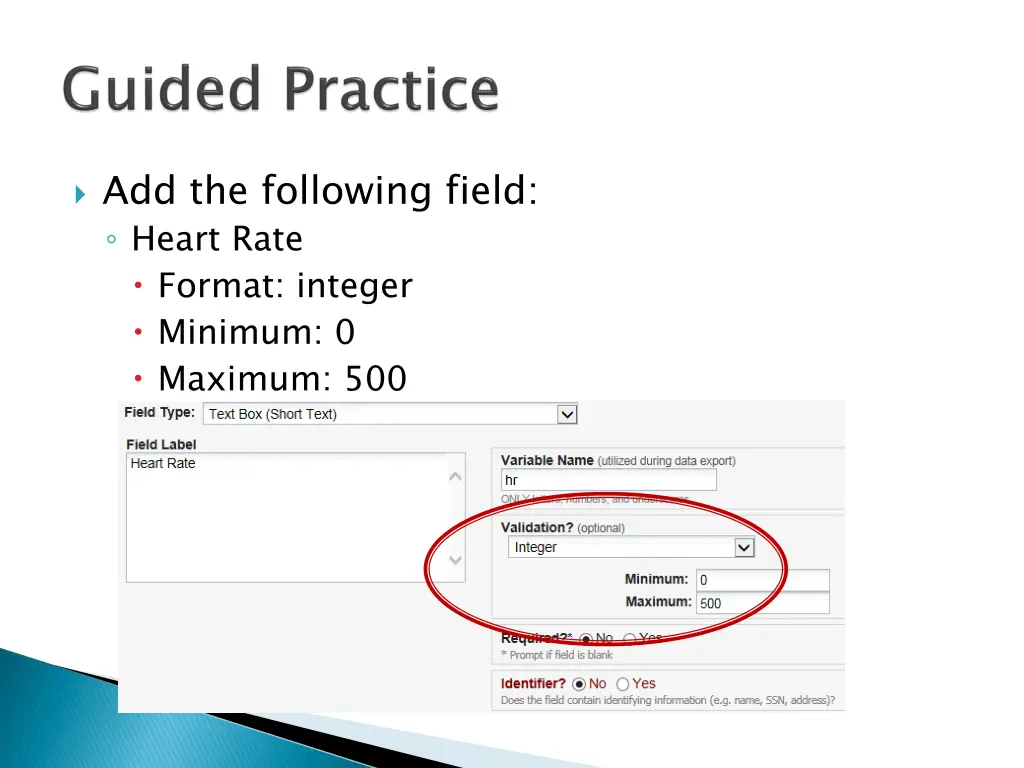 add the following field heart rate format integer