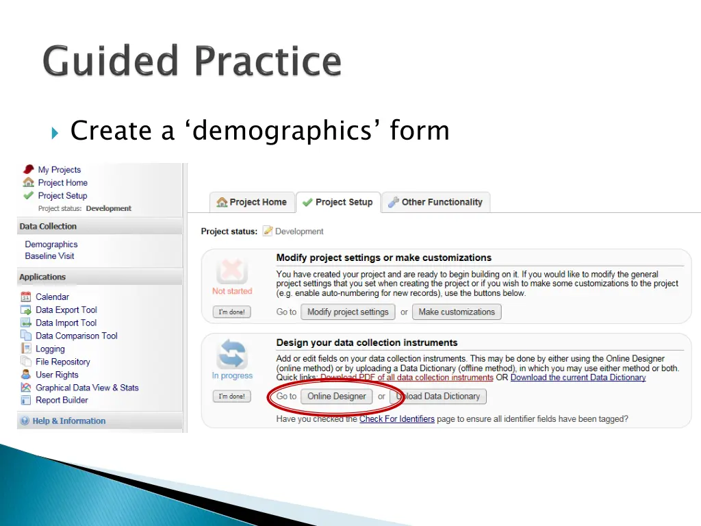 create a demographics form