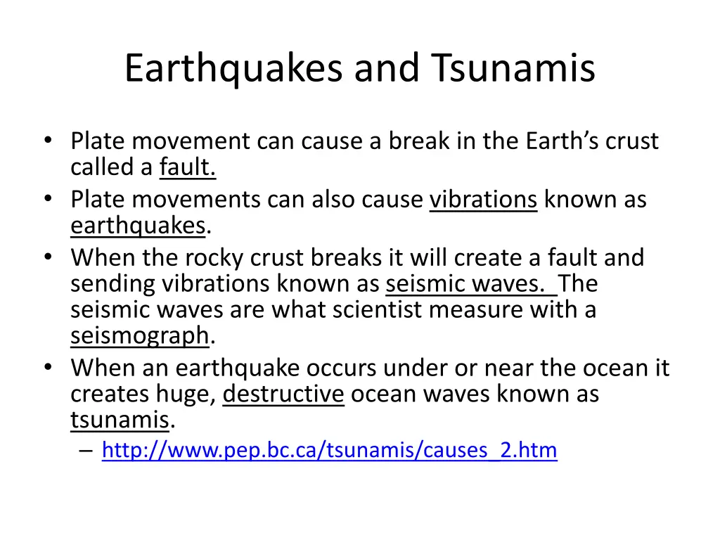 earthquakes and tsunamis