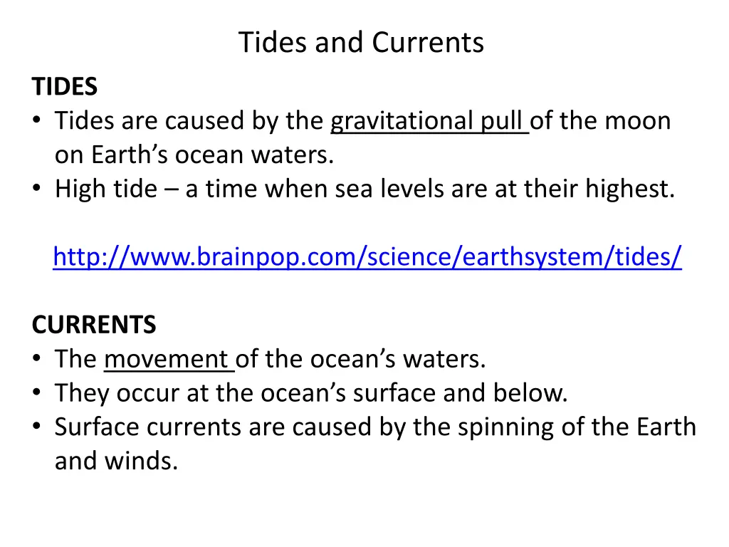 tides and currents