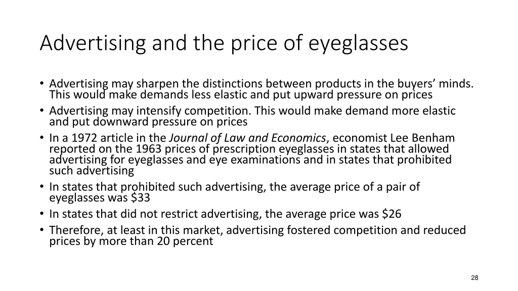 advertising and the price of eyeglasses