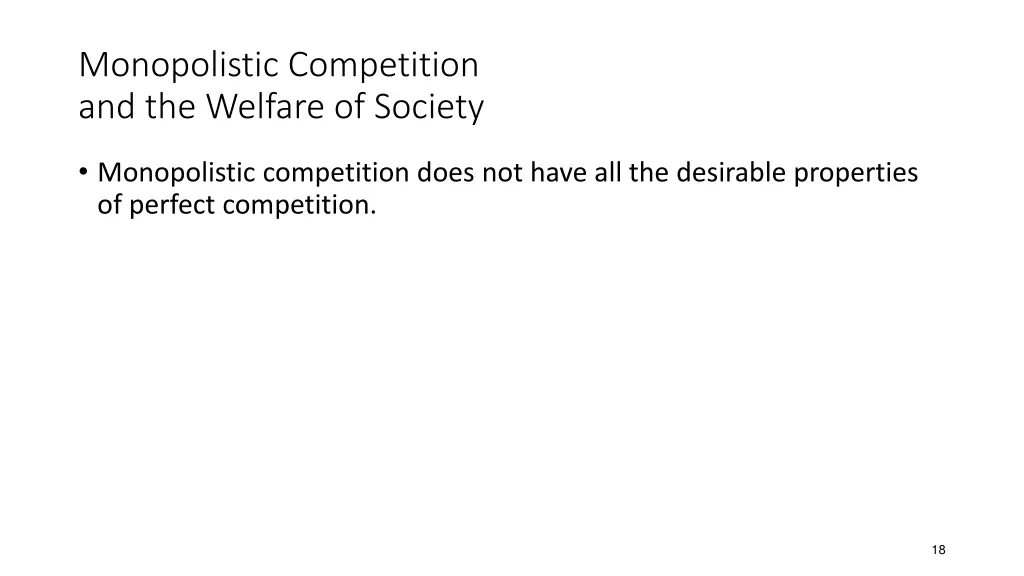 monopolistic competition and the welfare