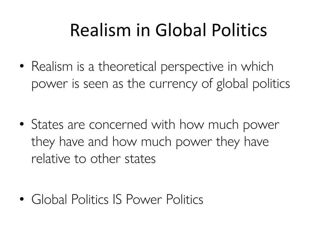 realism in global politics