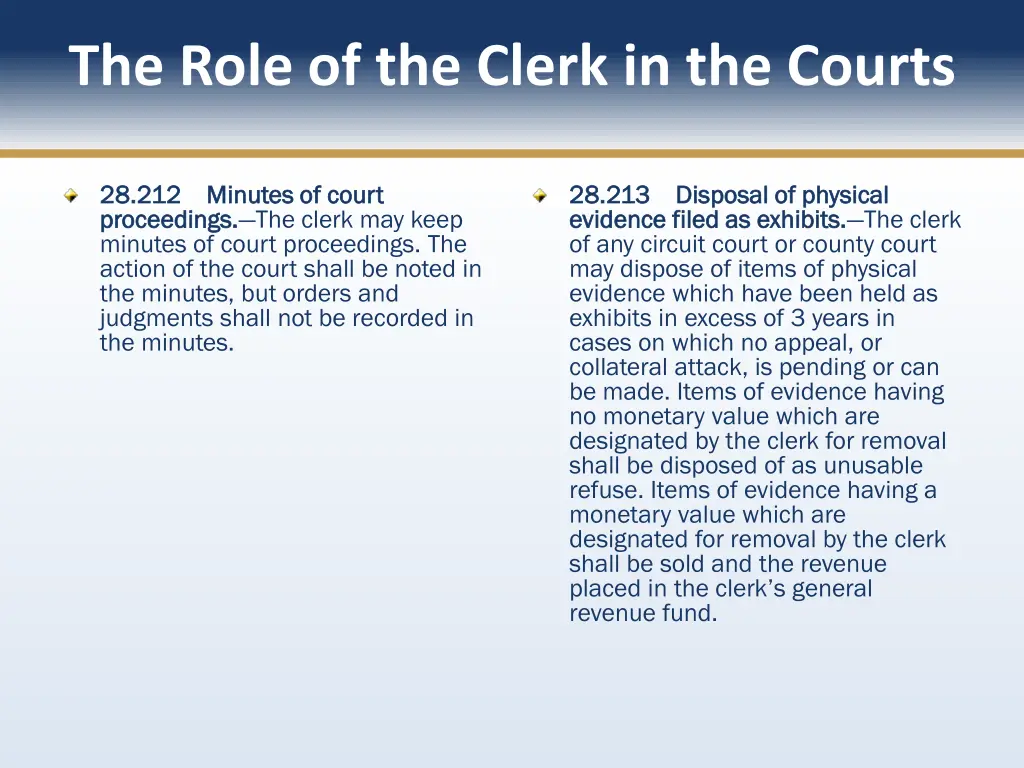 the role of the clerk in the courts 6