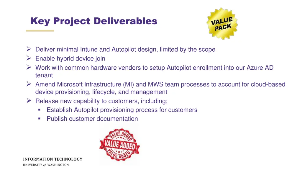 key project deliverables