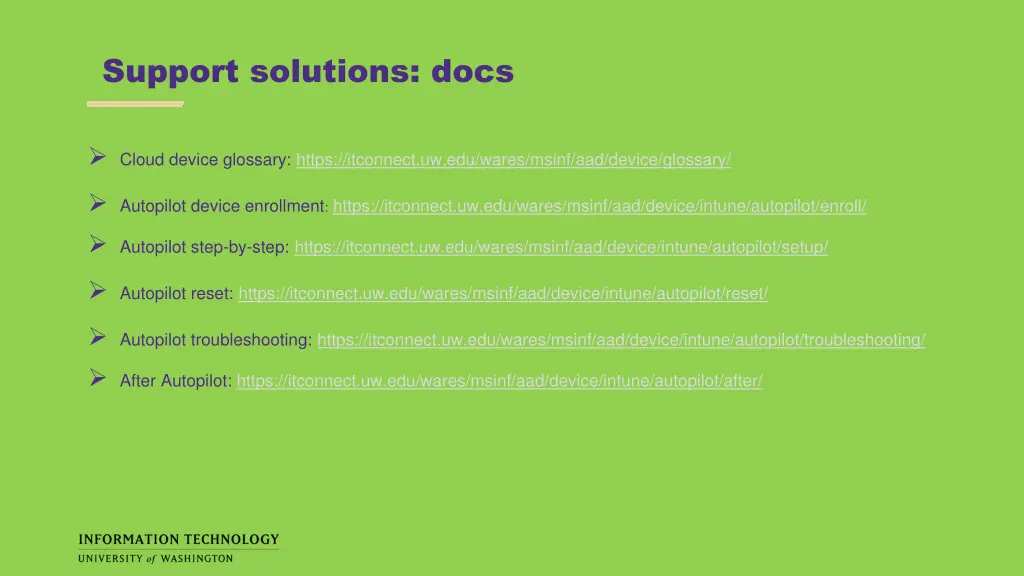 support solutions docs