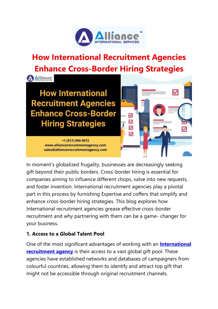 how international recruitment agencies enhance