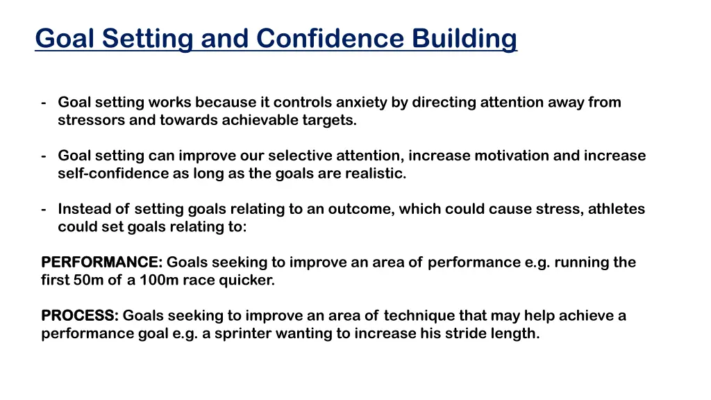 goal setting and confidence building