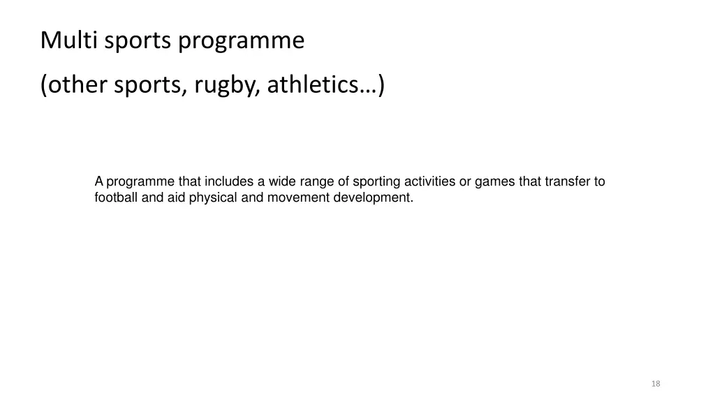 multi sports programme