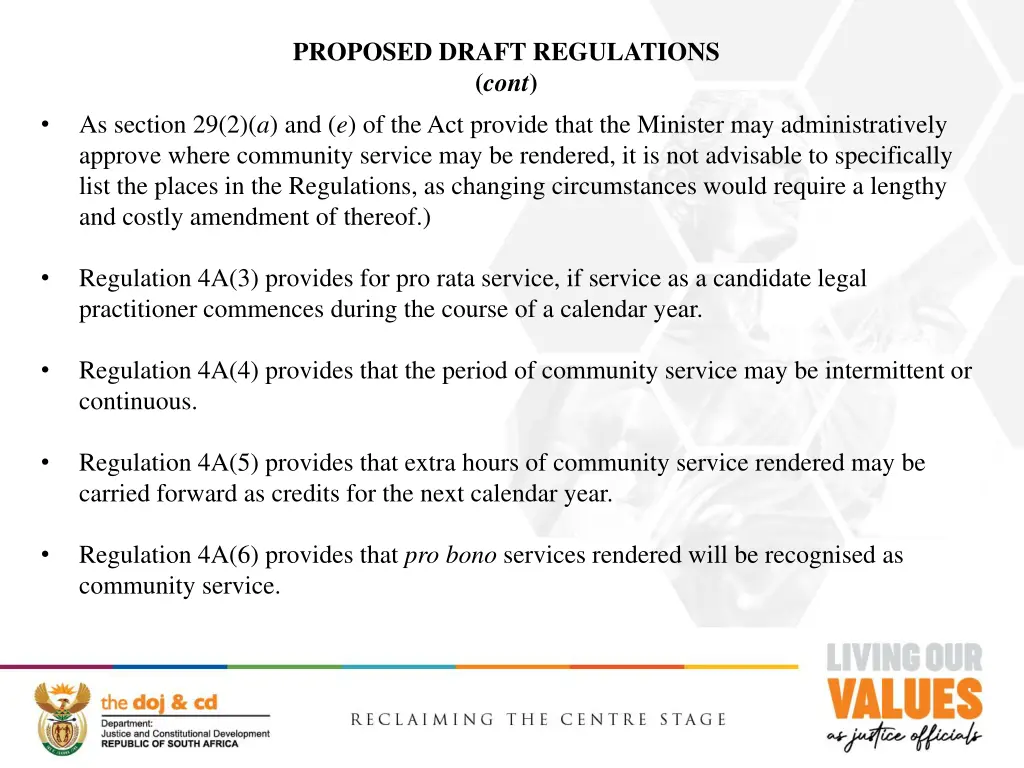 proposed draft regulations cont as section