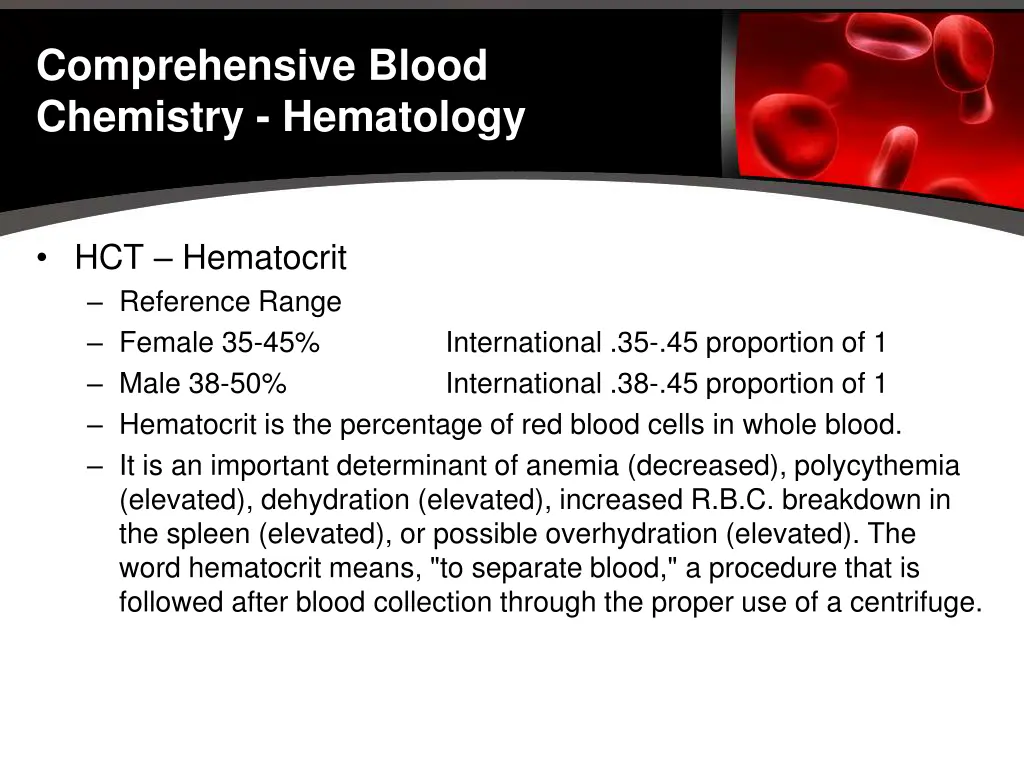 comprehensive blood chemistry hematology 2