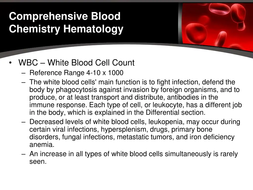 comprehensive blood chemistry hematology 5