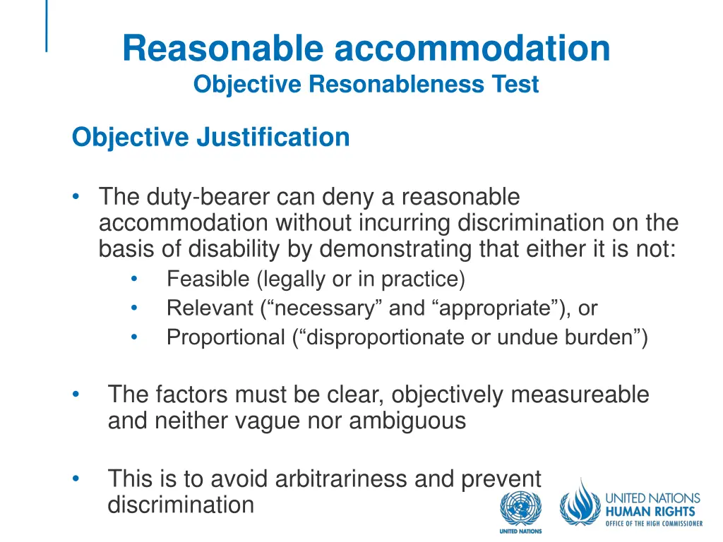 reasonable accommodation objective resonableness