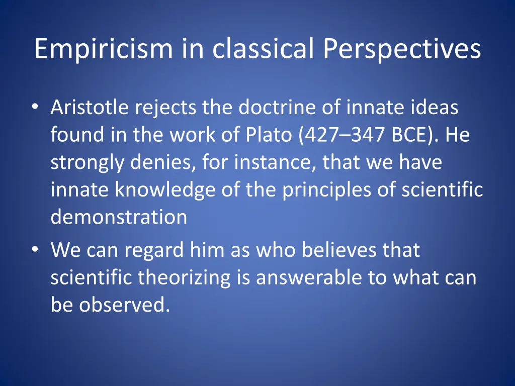 empiricism in classical perspectives