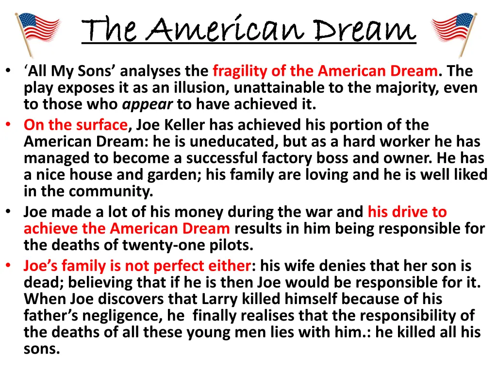 the american dream the american dream all my sons