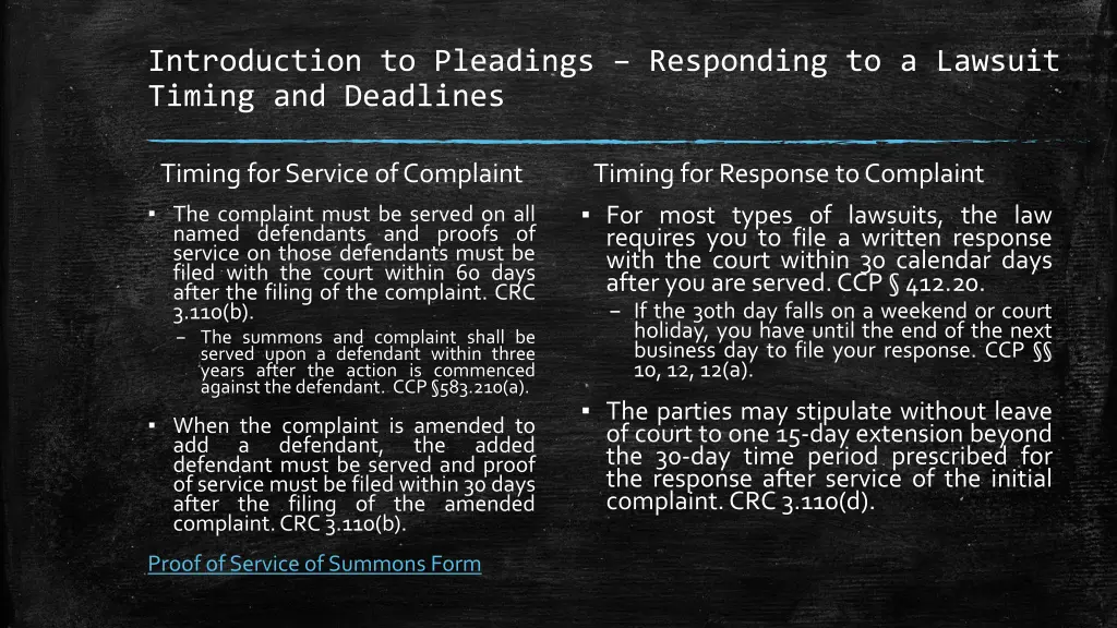 introduction to pleadings responding to a lawsuit