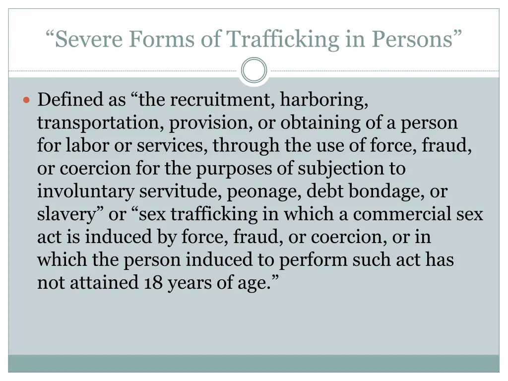 severe forms of trafficking in persons