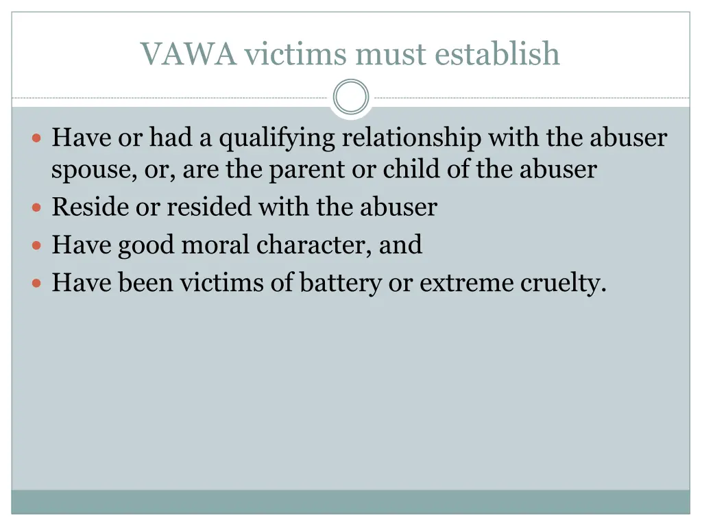 vawa victims must establish