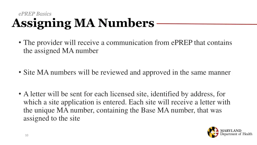 eprep basics assigning ma numbers