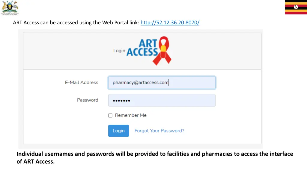 art access can be accessed using the web portal