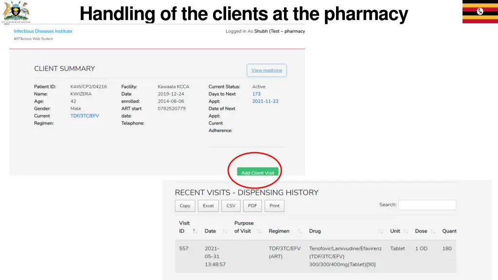 handling of the clients at the pharmacy