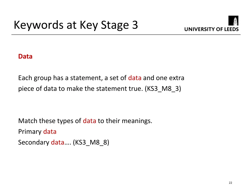 keywords at key stage 3