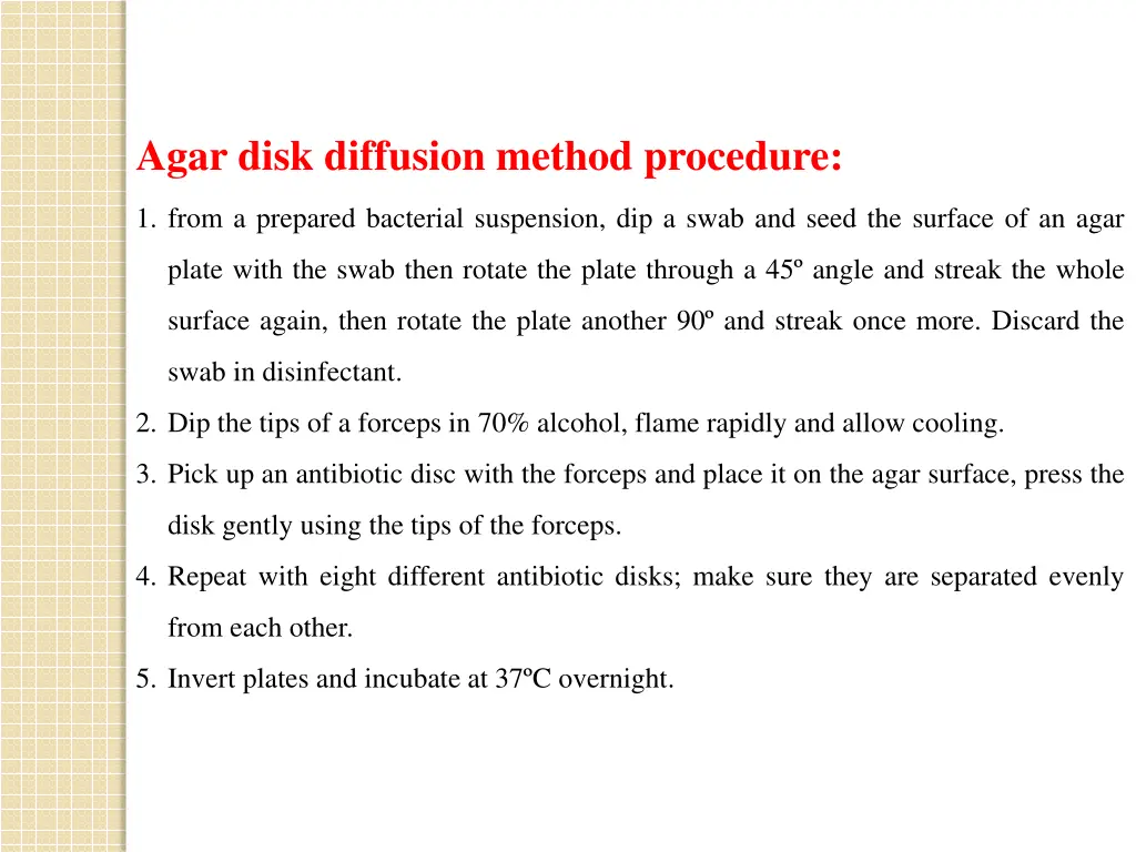 agar disk diffusion method procedure