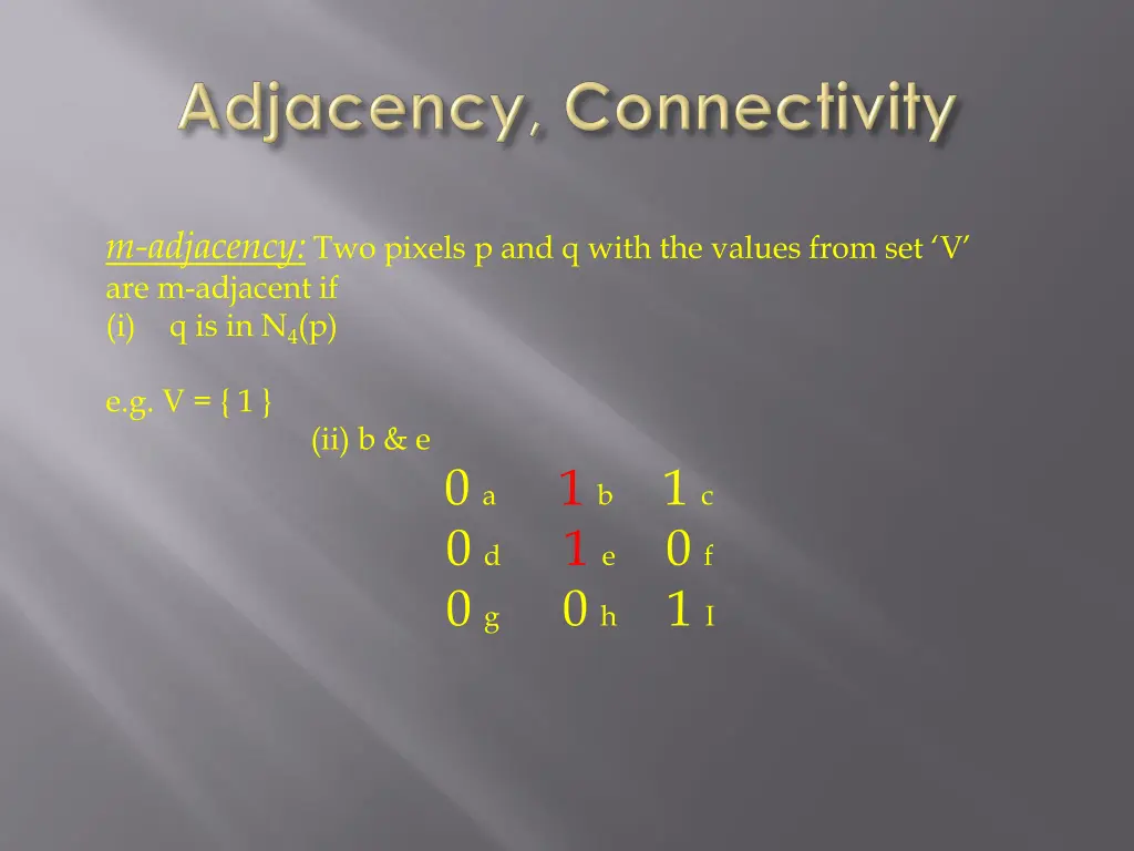 m adjacency two pixels p and q with the values 3