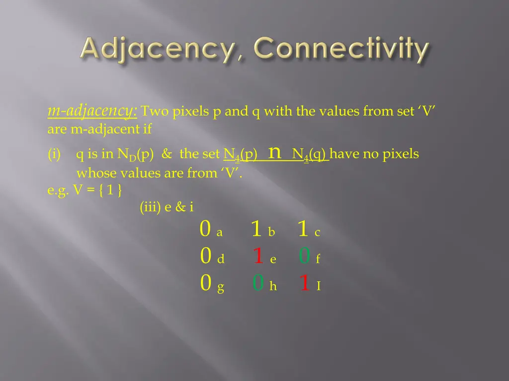 m adjacency two pixels p and q with the values 6