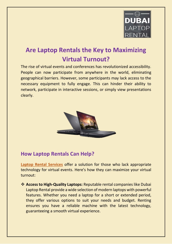 are laptop rentals the key to maximizing virtual