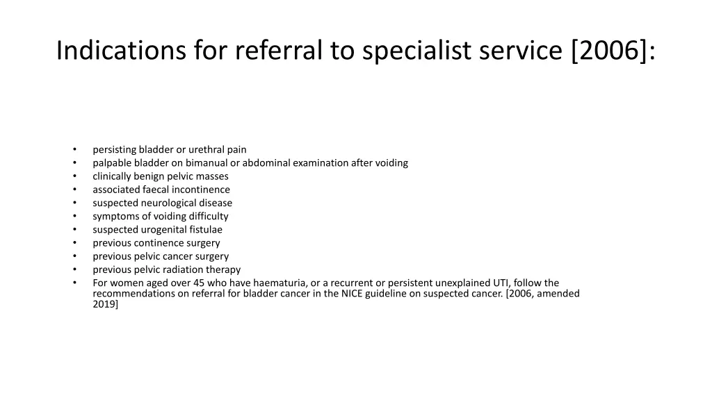 indications for referral to specialist service